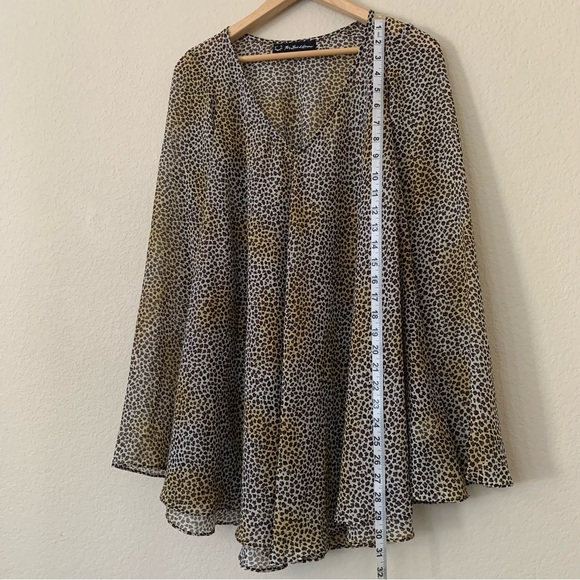 For Love & Lemons Sheer V-Neck Day Tripper Tunic Mini Dress Leopard Print Sz XS - Picture 5 of 9